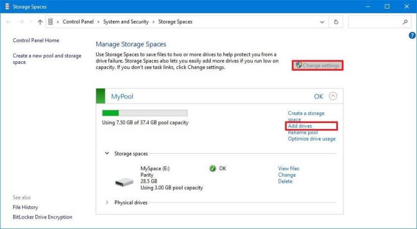 How to add drives to pool in Storage Spaces on Windows 10