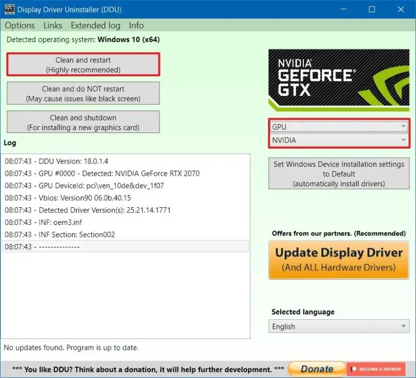 How to completely uninstall graphics driver using DDU on Windows 10