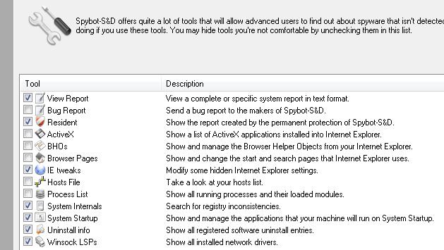 A walk through the Spybot – Search & Destroy Advanced features