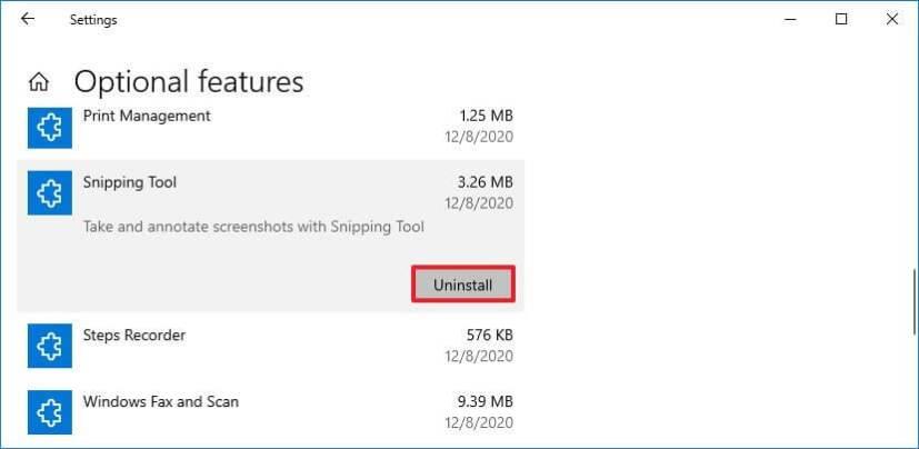 How to uninstall Snipping Tool app on Windows 10