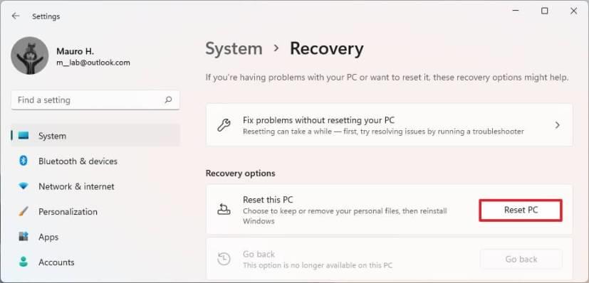 How to reset PC keeping files on Windows 11