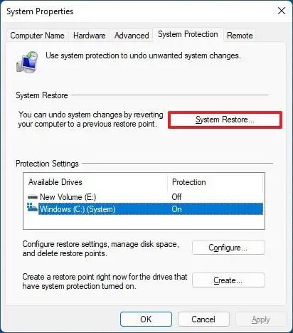 How to create restore point on Windows 11