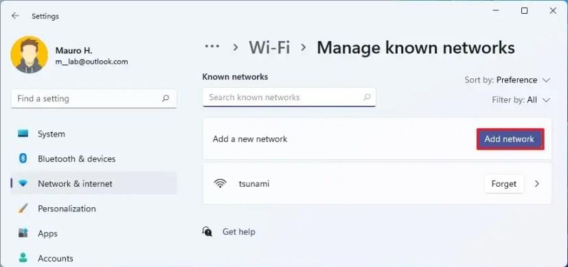 How to add Wi-Fi network connection on Windows 11