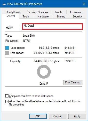 How to change drive label on Windows 10