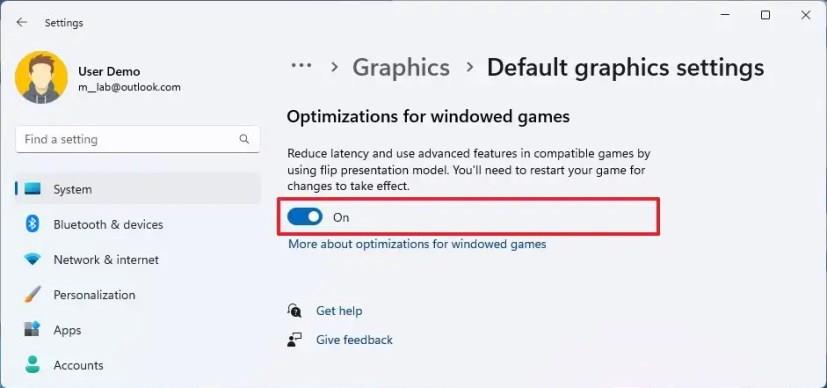 How to enable optimizations for windowed games on Windows 11