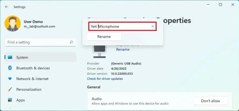 How to rename audio devices on Windows 11