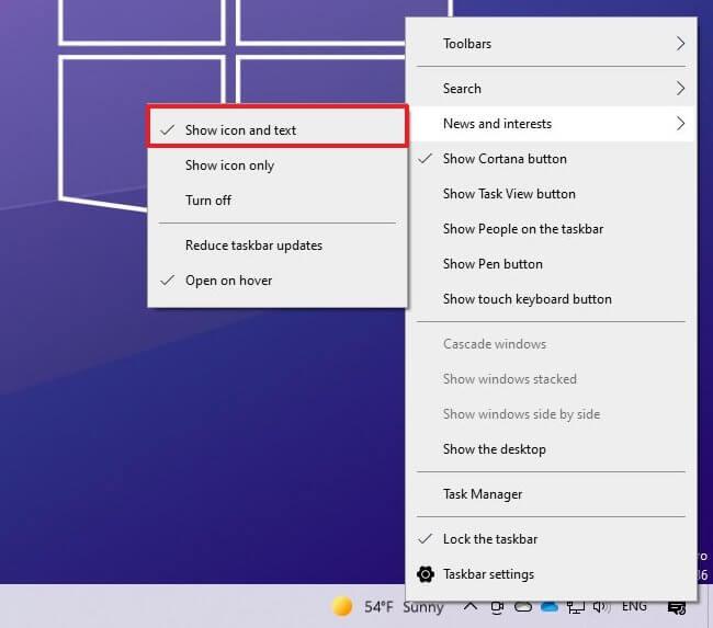 How to disable ‘news and interests’ taskbar widget on Windows 10