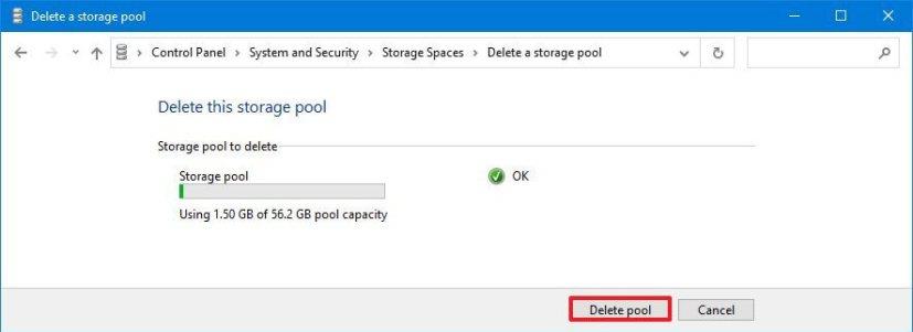 How to delete pool in Storage Spaces on Windows 10