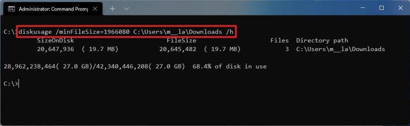 How to use DiskUsage command to analyze drive space on Windows 11