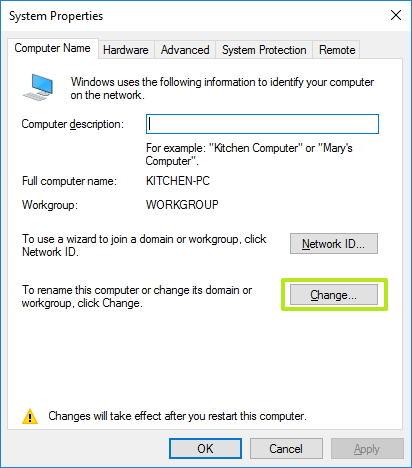How to change PC name on Windows 10
