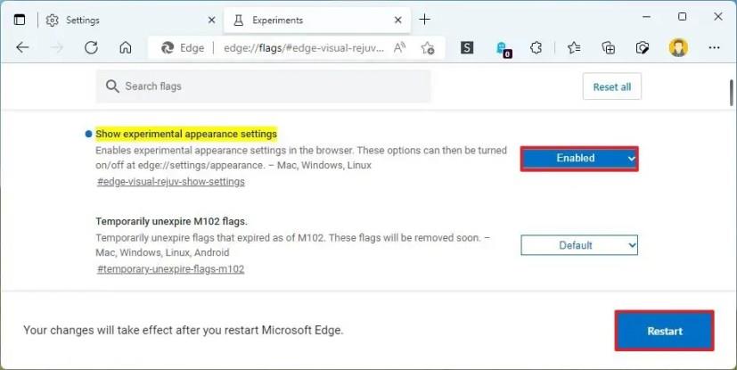 How to enable tabs blur and rounded corners on Microsoft Edge