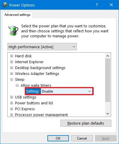 How to prevent PC from waking up on Windows 10