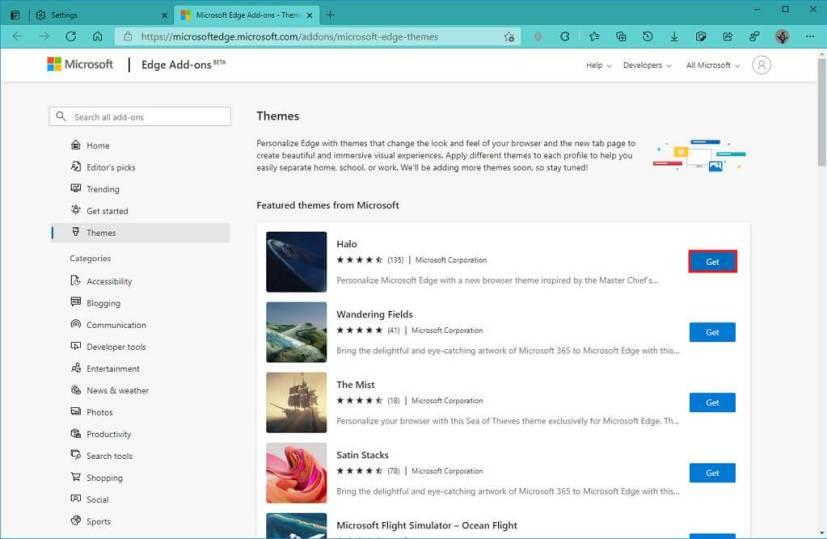 How to set different theme and color on Microsoft Edge