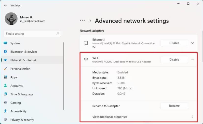 How to view WiFi or Ethernet status and properties on Windows 11