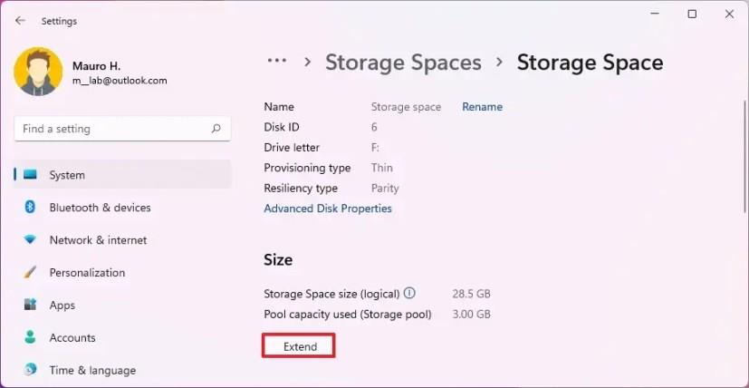 How to extend volume in Storage Spaces on Windows 11