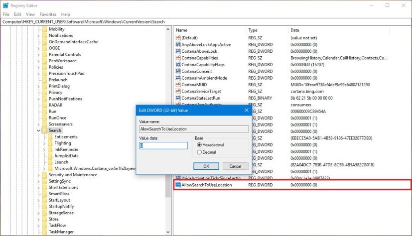 How to disable web search on Windows 10 version 1803