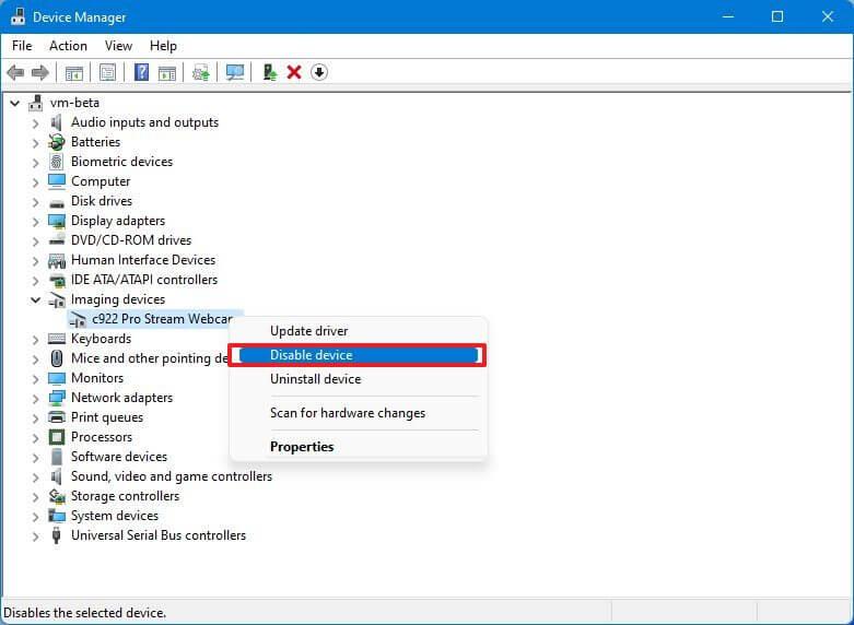 How to disable camera on Windows 11