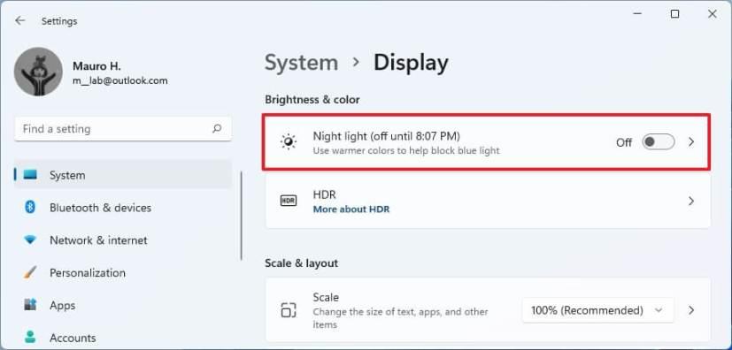 How to enable Night light on Windows 11