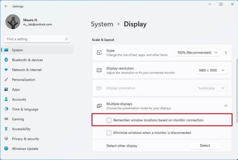 How to enable or disable remember window locations on Windows 11