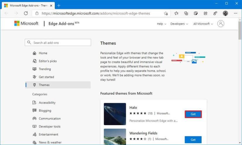 How to add themes to personalize Microsoft Edge