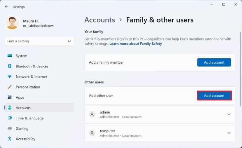 How to create local administrator account on Windows 11