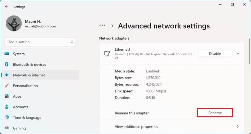 How to rename network adapter on Windows 11