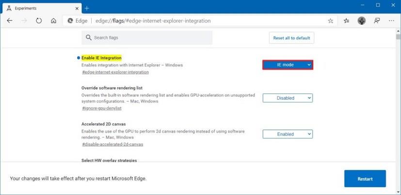 How to enable IE Mode using flags settings on Microsoft Edge