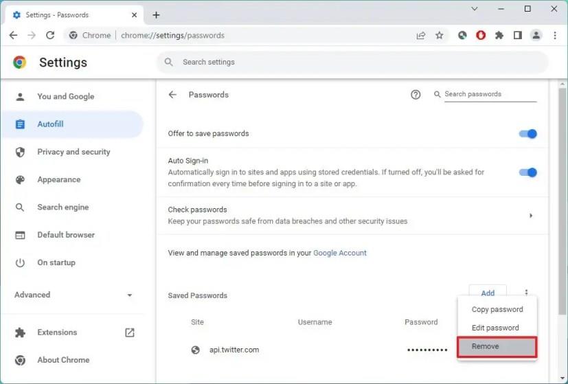 How to delete autofill entries on Google Chrome