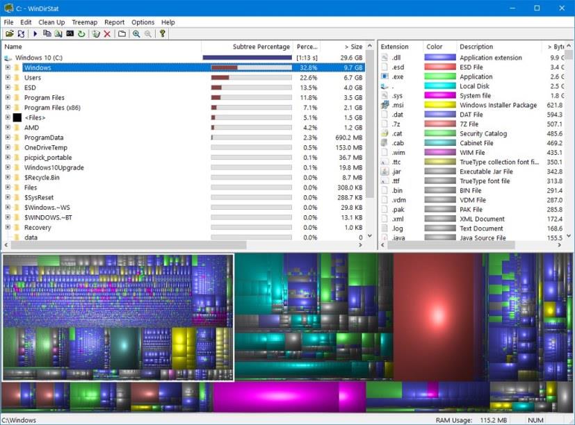 How to analyze hard drive space with WinDirStat on Windows 10