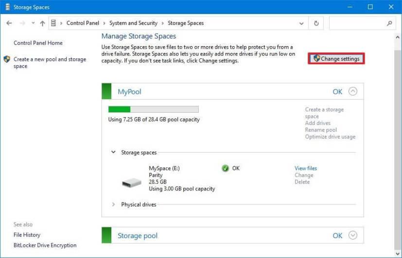 How to change pool name in Storage Spaces on Windows 10