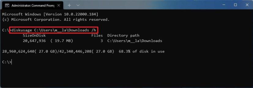 How to use DiskUsage command to analyze drive space on Windows 11