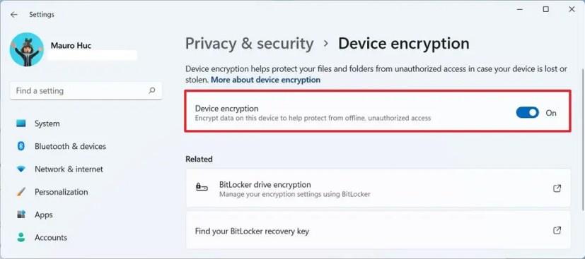 How to enable BitLocker device encryption on Windows 11 Home