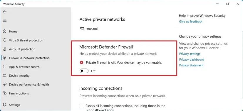 How to disable firewall on Windows 11