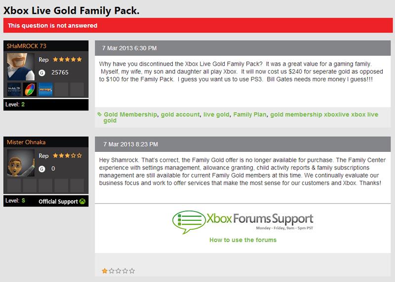 Microsoft has discontinued Xbox Live Family Gold pack, now everyone pays full-price
