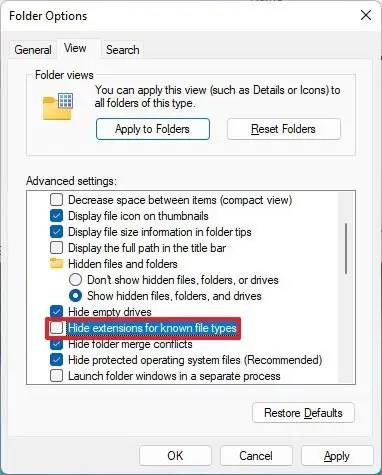 How to show file extensions on Windows 11