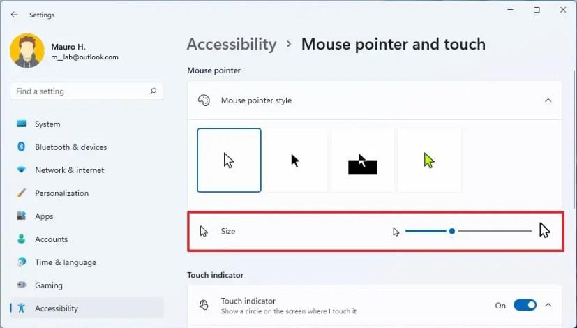 How to change mouse pointer color and size on Windows 11