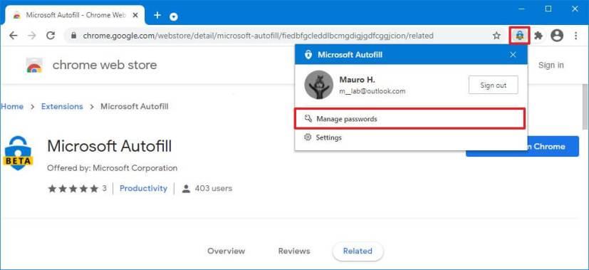 How to set up Microsoft Autofill password manager on Google Chrome