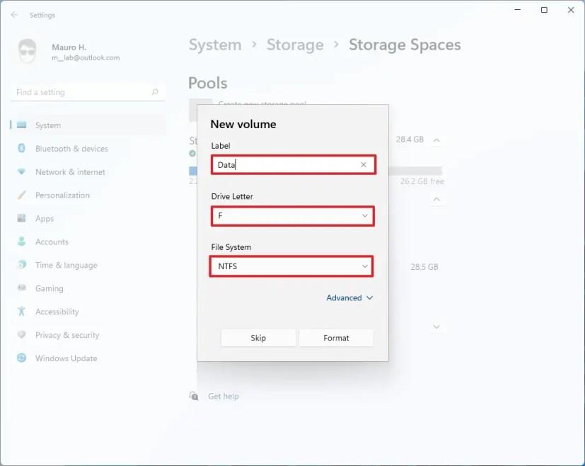 How to create pool on Storage Spaces for Windows 11