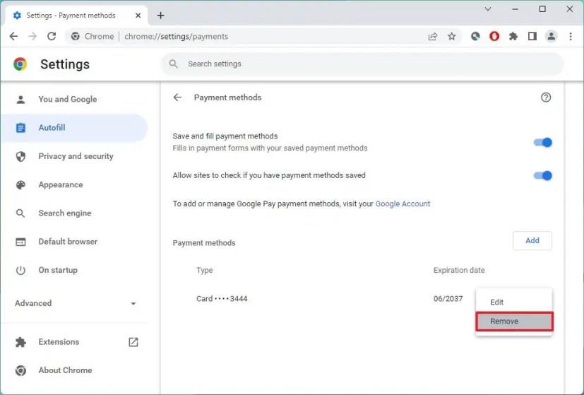 How to delete autofill entries on Google Chrome