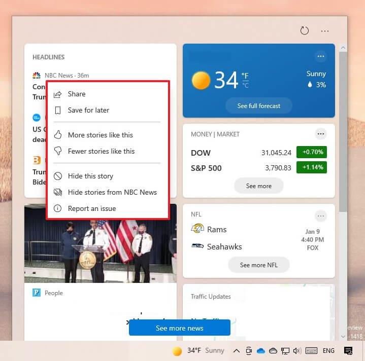 Windows 10 gets news widget in taskbar
