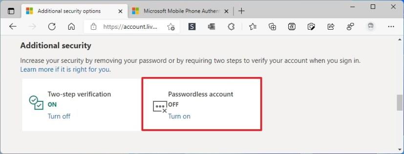 How to enable passwordless login on Microsoft account