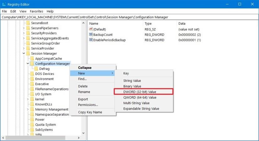 How to enable automatic Registry backup on Windows 10