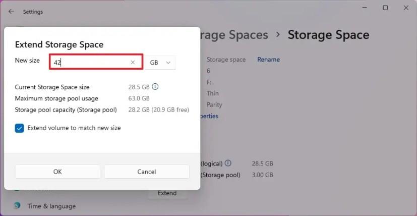 How to extend volume in Storage Spaces on Windows 11