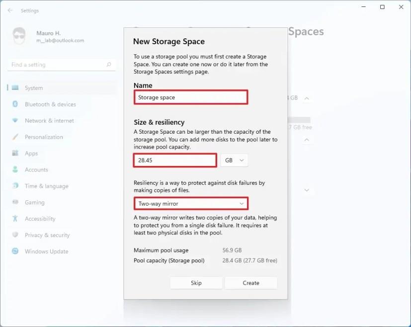 How to create pool on Storage Spaces for Windows 11