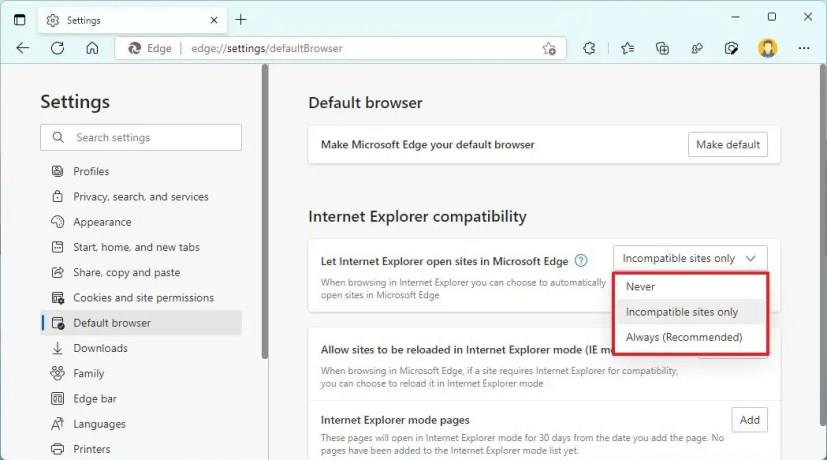 How to enable IE Mode on Microsoft Edge