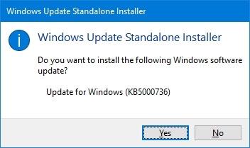 How to install Windows 10 21H1 with KB5000736 enablement package