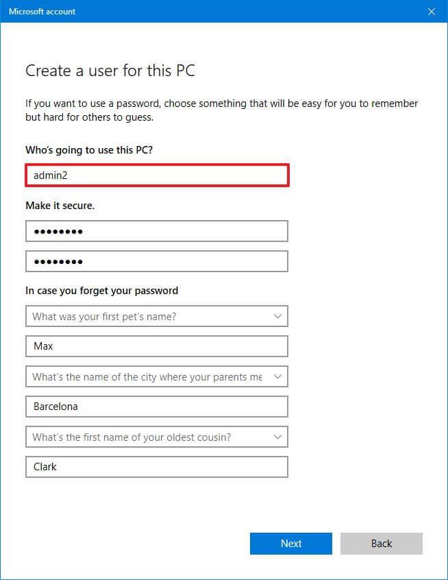 How to create local account on Windows 10