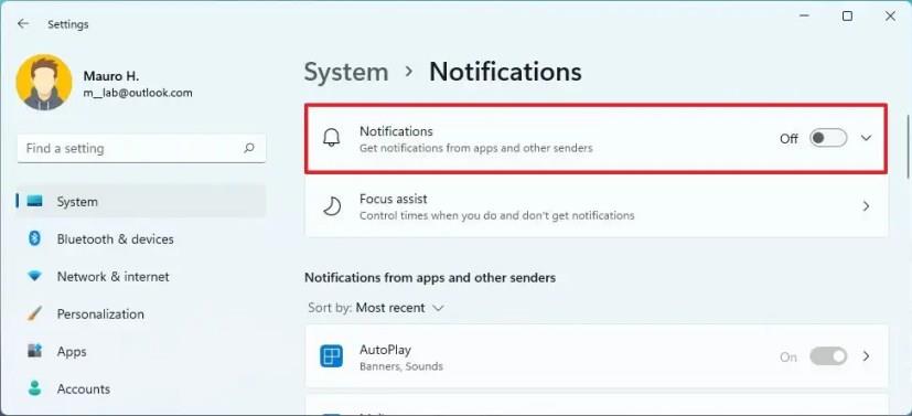 How to disable notifications on Windows 11