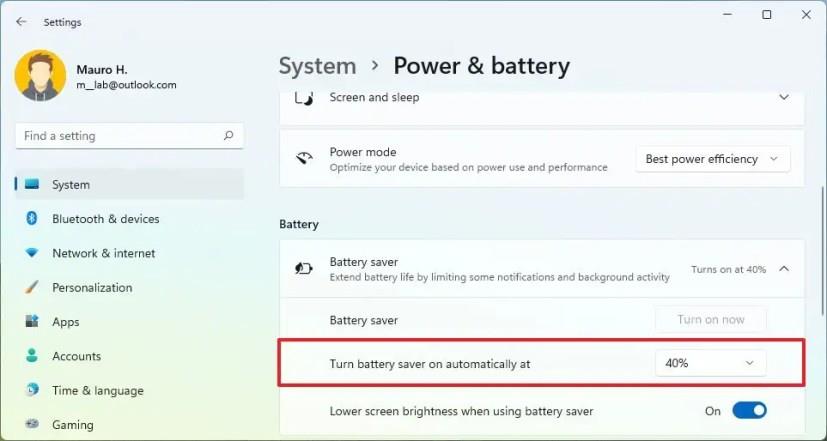 How to enable battery saver on Windows 11