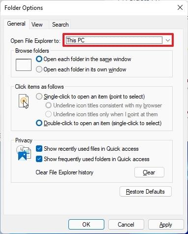 How to open File Explorer on This PC instead of Quick Access on Windows 11